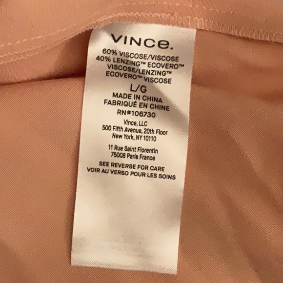 Vince Relaxed band collar button up shirt-long sleeves-large color peach Opal - Picture 5 of 8